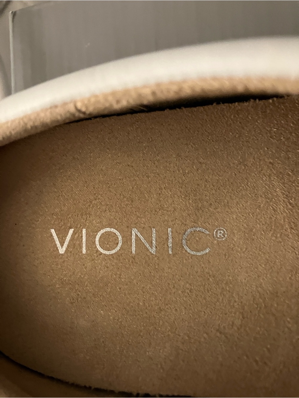 Vionic White and Light Gray Women's Leather Sneakers - Picture 6 of 6
